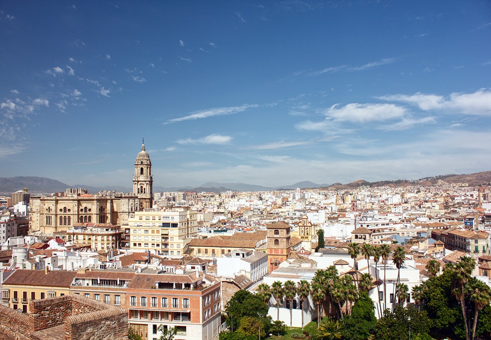 Panoramic view of the Málaga Cathedral and historic centre