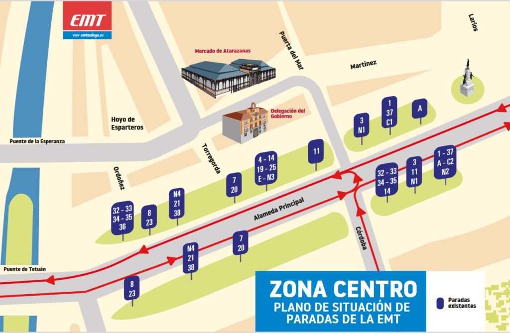 Autobuses-urbanos-malaga-plano-zona-centro