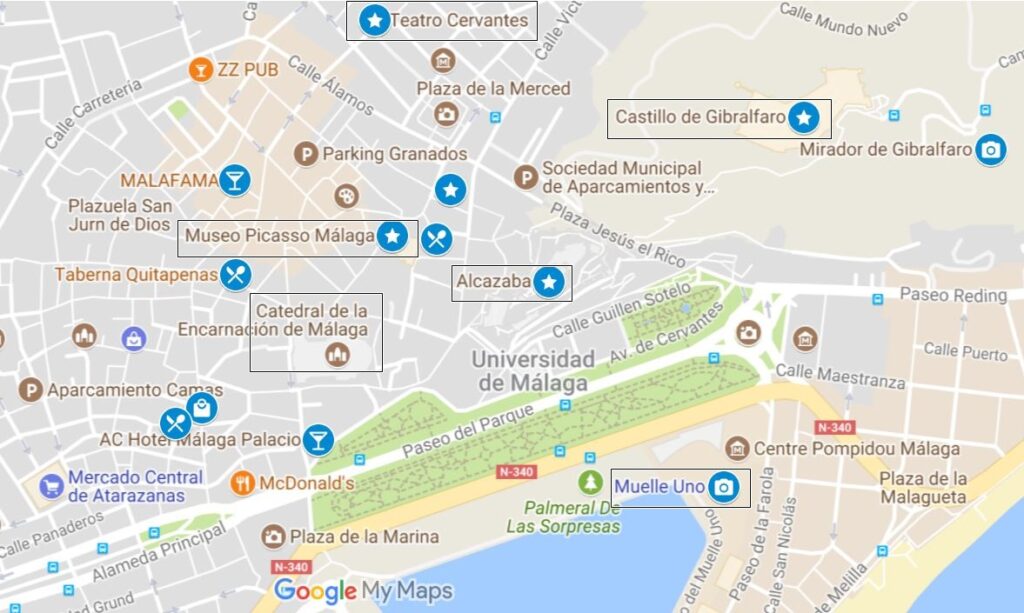 Map-Malaga-in-1-day-itinerary