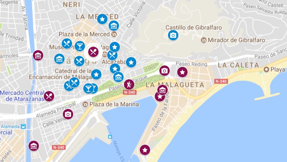 Map-Malaga-in-2-days-itinerary