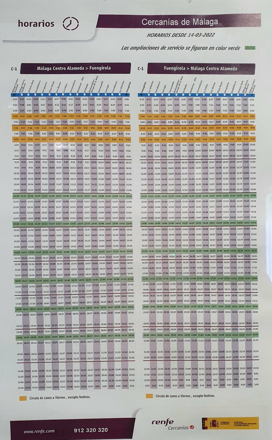 RENFE CERCANÍAS Málaga MAPA, horarios, PARADAS y precios