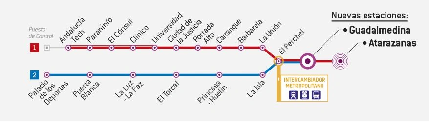 malaga metro map new stations 2023
