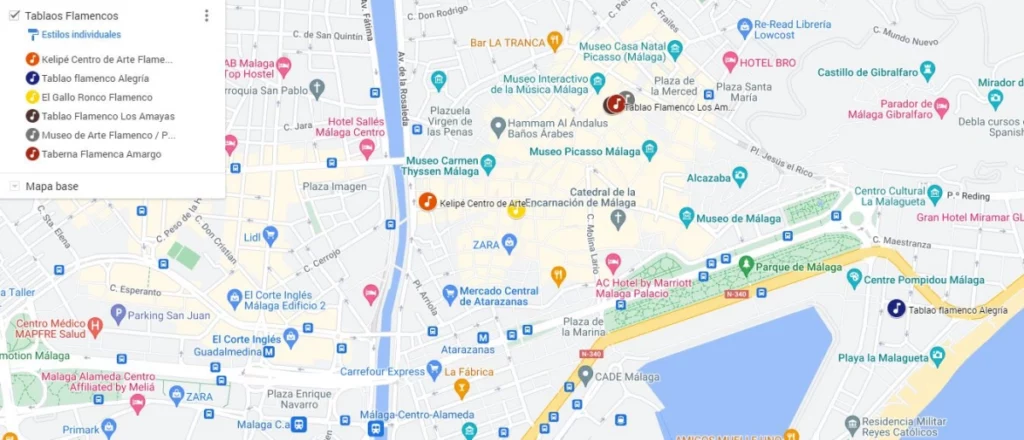 Map-Best-5-Flamenco-Shows-Malaga