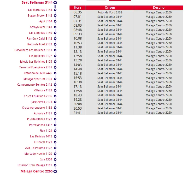 Horarios-Bus-Las Lagunas-Fuengirola-Malaga